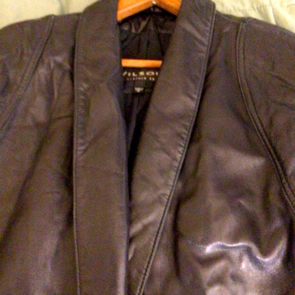 Vintage Wilson Leather Womens Black Coat Sz S One Button Shawl Collar Classic - Picture 3 of 10